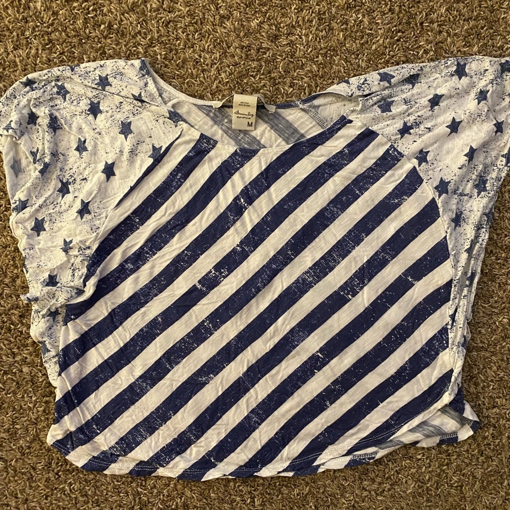 American Rag Blue and White Star Striped Top